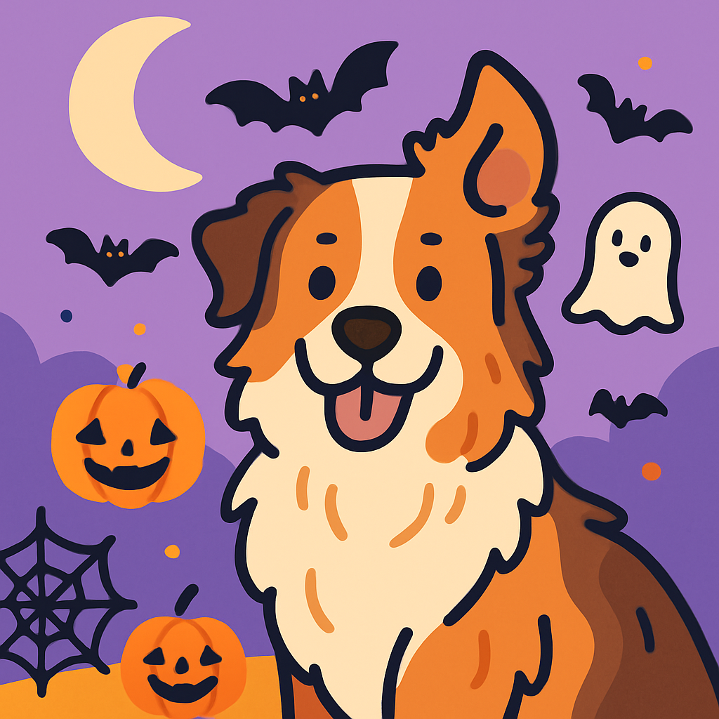 Spooky-cute dog doodle portrait with Halloween styling