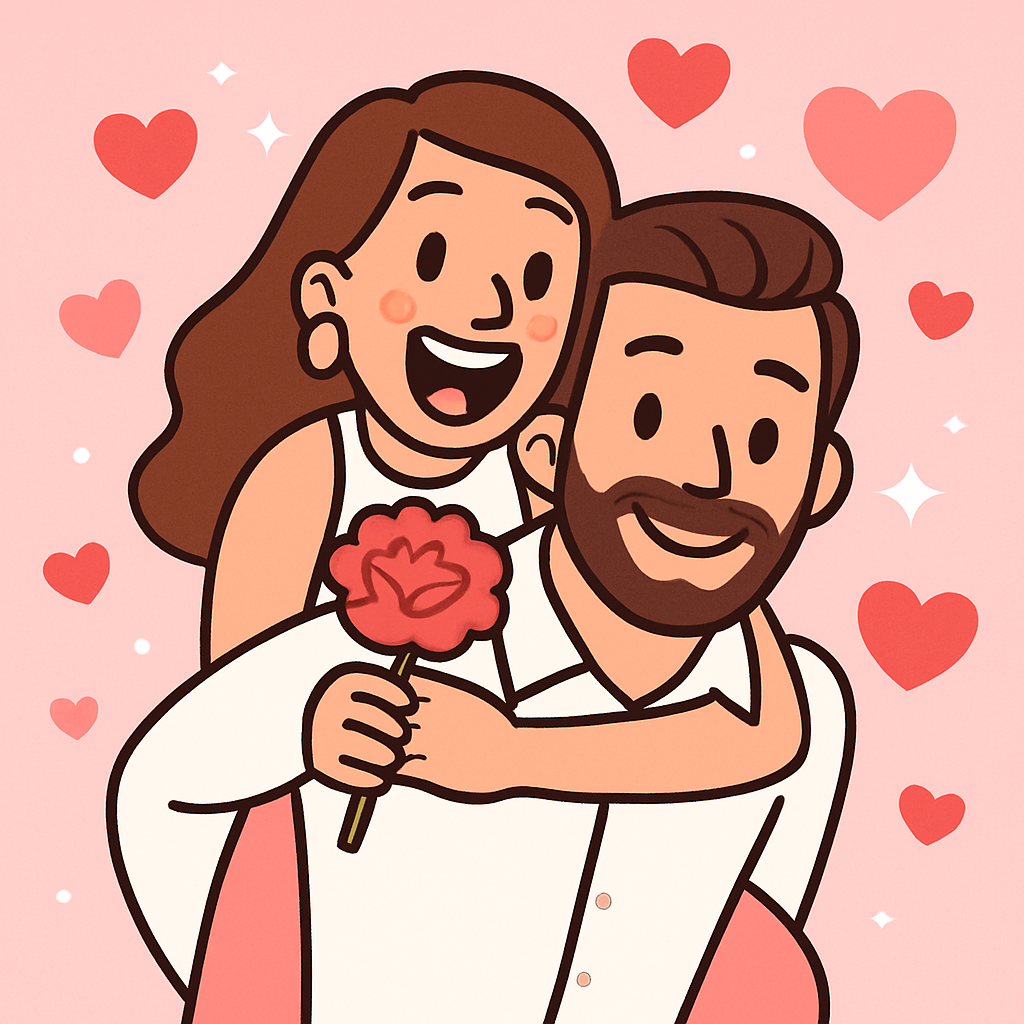 Valentine's Day couple doodle portrait
